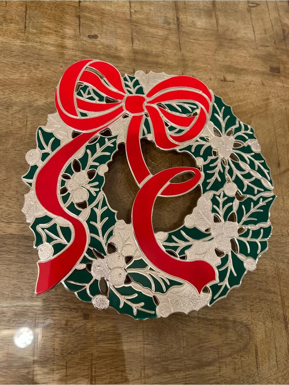 vintage Wm. A. Rogers silver-plated holiday wreath trivet